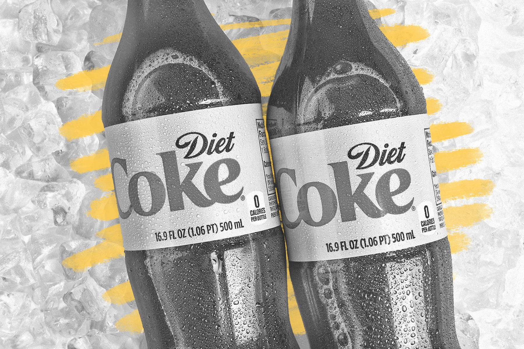 Diet Coke bottles on ice