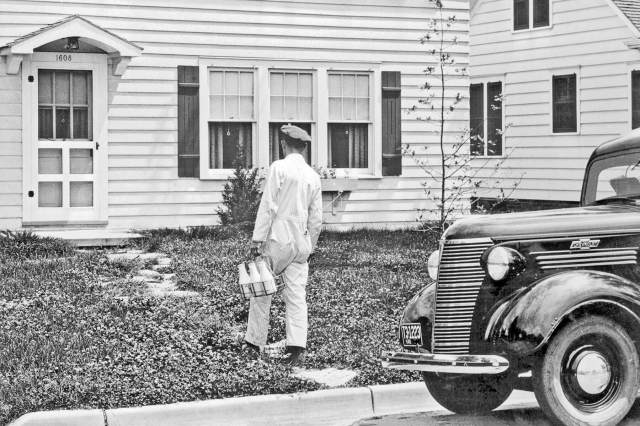 Milkman making a delivery