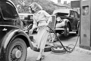 Filling a gas tank, 1951