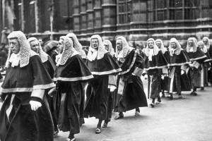 Line of judges in wigs