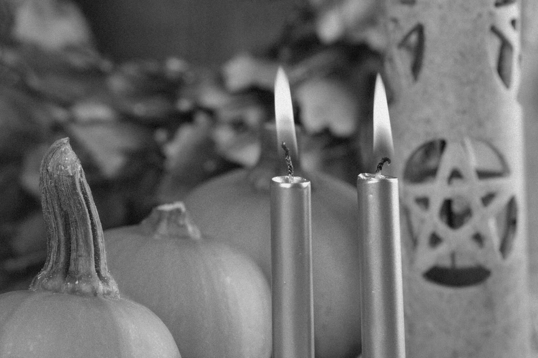 Pagan altar decorated for Samhain