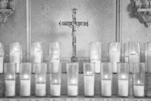 Prayer candles and crucifix