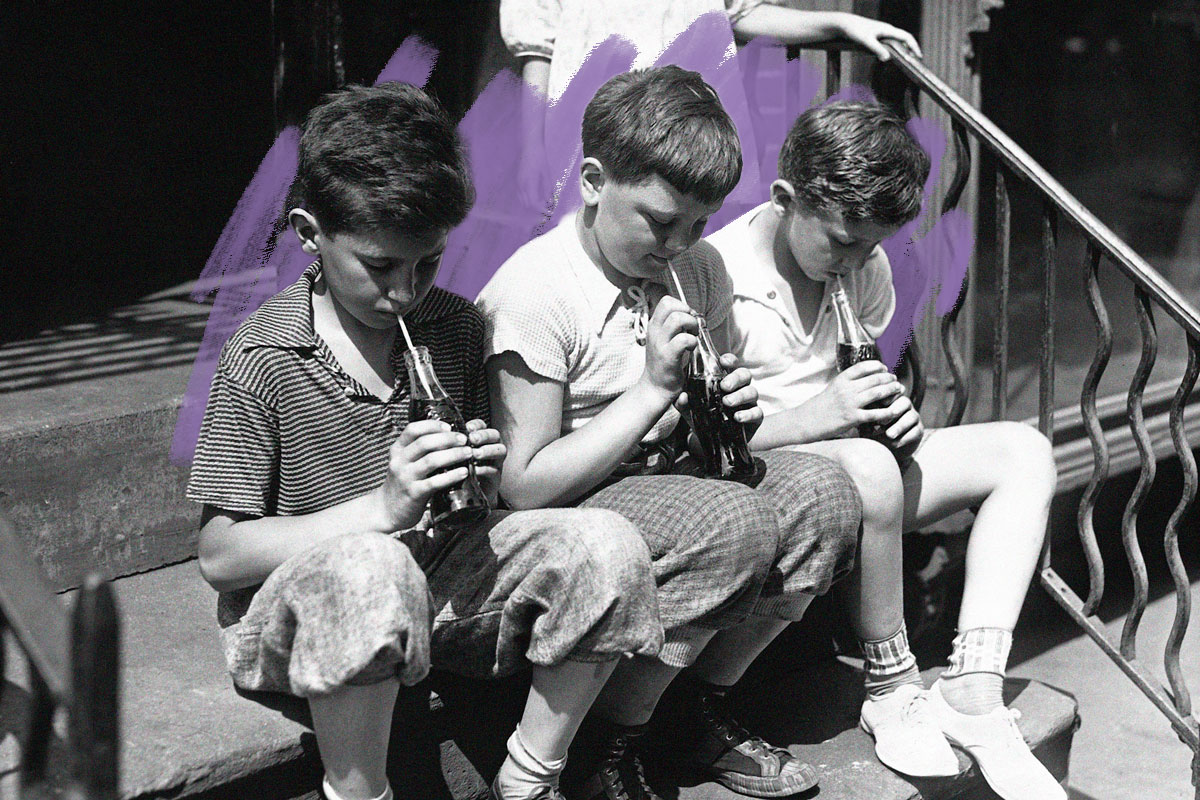 Boys drinking Coca-Cola, 1930s