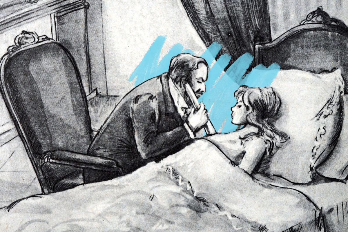 Rene Laennec with a stethoscope